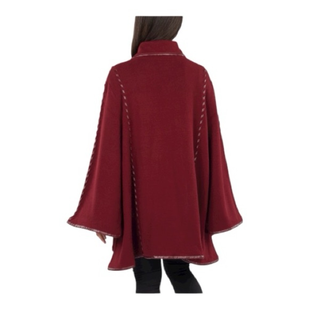 Patricia Nash Maroon Hand Laced Open Sleeve Cape New One Size - Picture 16 of 16